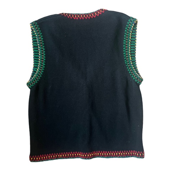 Vintage Holiday Hand-Knit 90’s Sweater Vest S Susan Bristol Grandmacore - Picture 2 of 3